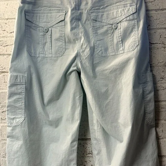American Eagle Light /blue Cargo Capri Pants Size 12 Stretch Utility Y2K - Picture 8 of 13